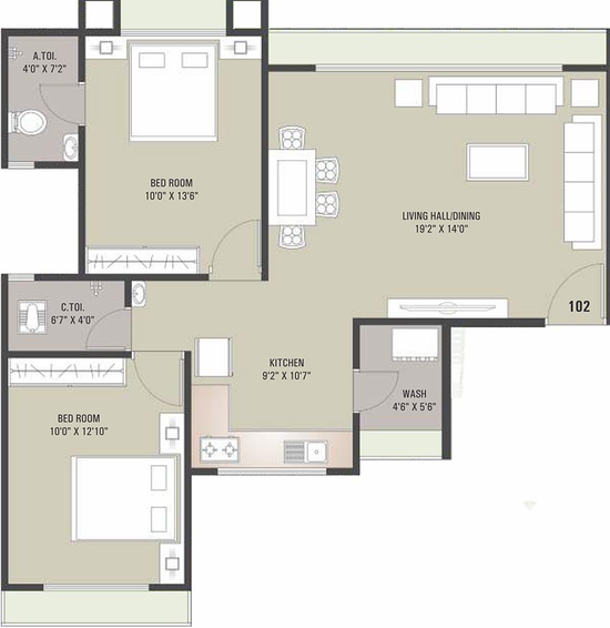 2 BHK Flat in Shukan Rivera in Singanpor, Surat - Image 819502