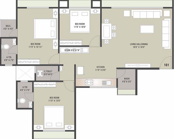 3 BHK Flat in Shukan Rivera in Singanpor, Surat - Image 819503