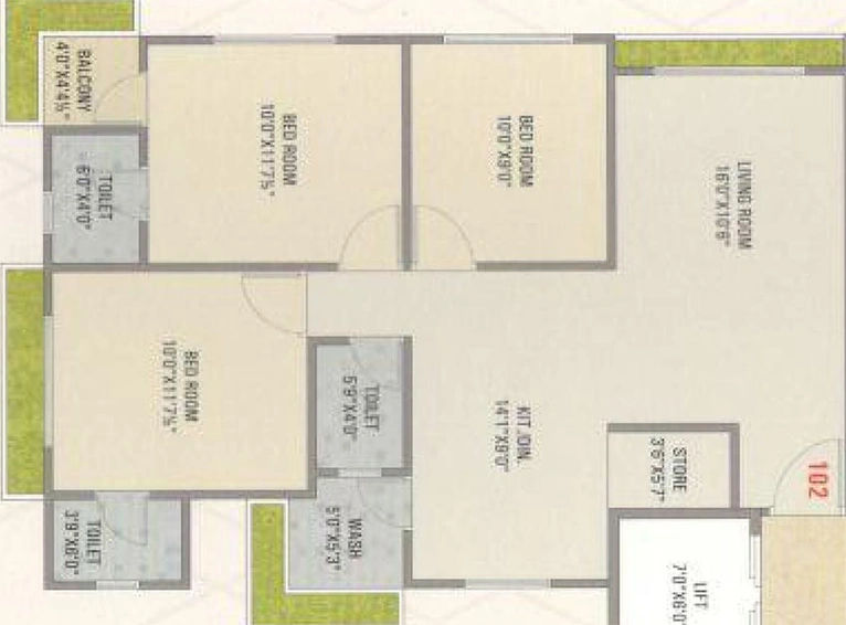 3 BHK Flat in Amideep Royal Hills in Mota Varachha, Surat - Image 819204