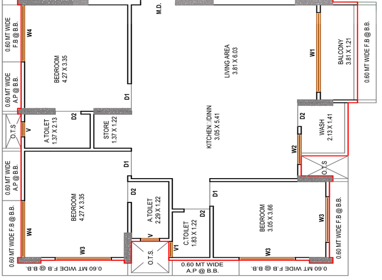 3 BHK Flat in Dobariya Avkash 3 in Dabholi, Surat - Image 674288