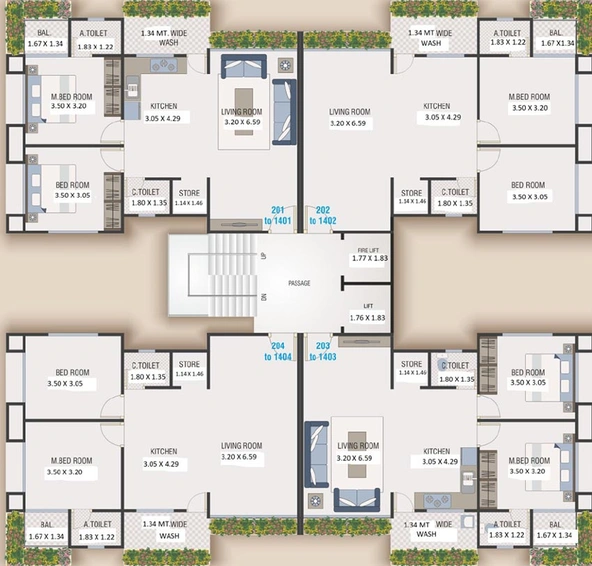 Floor Plan of Aakar Tapi Enclave in Singanpor, Surat - Image 180055