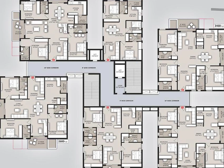 Floor Plan of Om Sree Heights in Yapral, Hyderabad - Image 172830