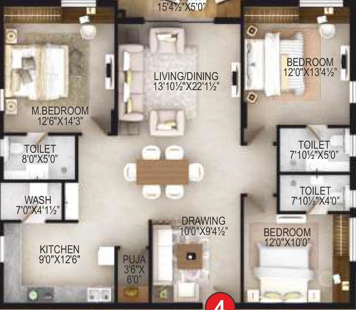 3 BHK Flat in EIPL Apila in Gandipet, Hyderabad - Image 817441