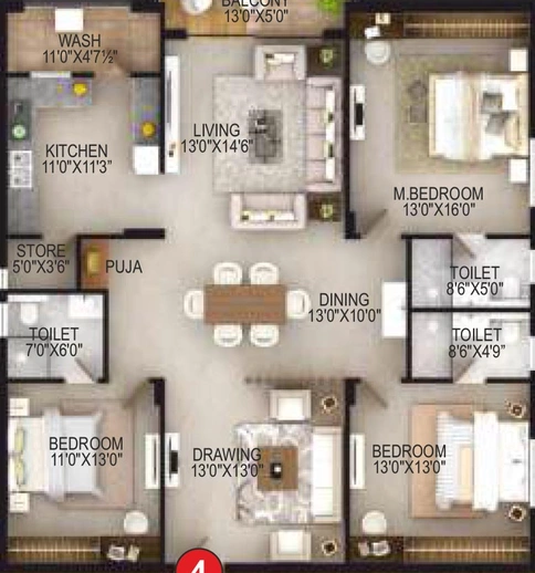 3 BHK Flat in EIPL Apila in Gandipet, Hyderabad - Image 817442