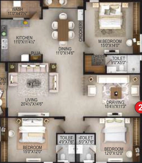 3 BHK Flat in EIPL Apila in Gandipet, Hyderabad - Image 817443