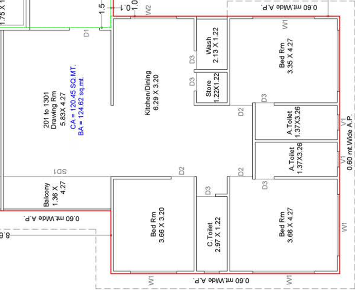 3 BHK Flat in Narayan Coral Aroma in Vesu, Surat - Image 675651