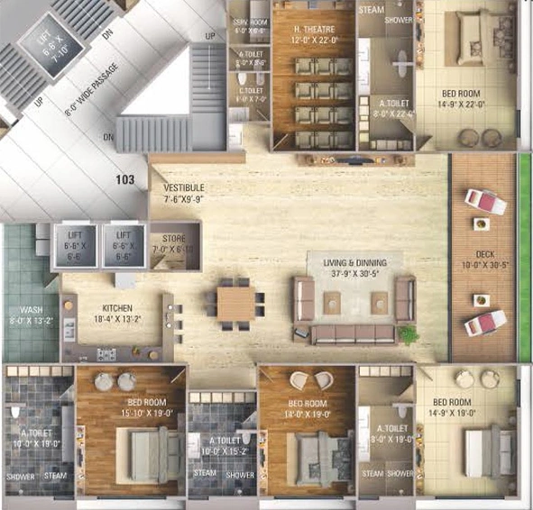 4 BHK Flat in Ravani Cellestial Dreams in Vesu, Surat - Image 817947