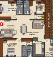 3 BHK Flat in Aashvi Urban Habitat in Uppal, Hyderabad - Image 817436