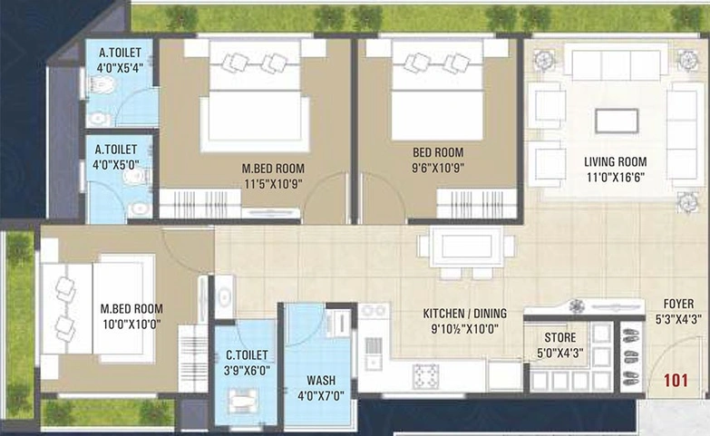 3 BHK Flat in Shree Amba Luxuria Phase 1 in Kamrej, Surat - Image 818663