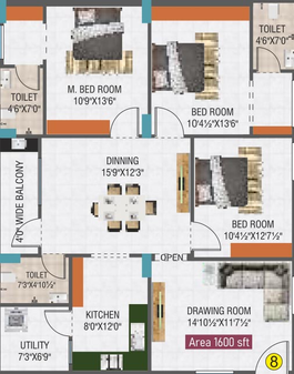 3 BHK Flat in Panchajanya Syamala Elite in Bachupally, Hyderabad - Image 817423