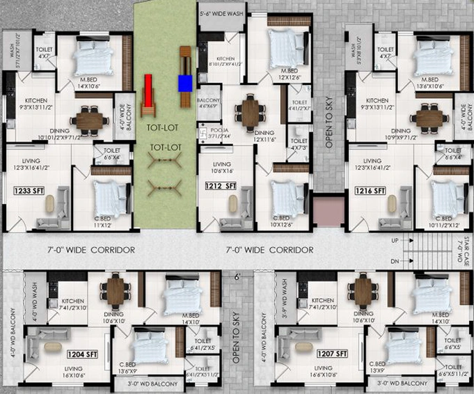 Floor Plan of AGMR Vishnu Nilayam in Bachupally, Hyderabad - Image 172654