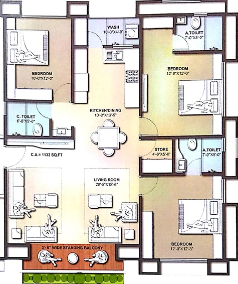 3 BHK Flat in Gurukrupa Sky Rise in Mota Varachha, Surat - Image 819636