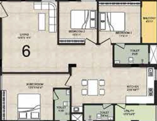 3 BHK Flat in Cozy Essence Elite in Kompally, Hyderabad - Image 817249