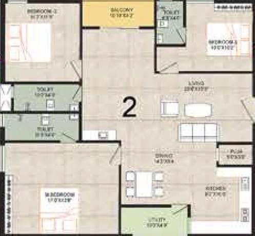 3 BHK Flat in Cozy Essence Elite in Kompally, Hyderabad - Image 817250