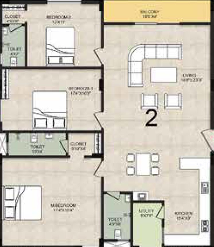3 BHK Flat in Cozy Essence Elite in Kompally, Hyderabad - Image 817253