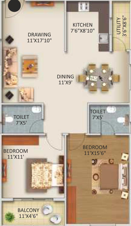 2 BHK Flat in ELV Cosmopolis in Adibatla, Hyderabad - Image 817266