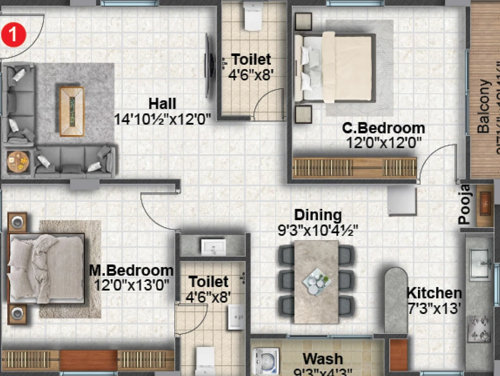2 BHK Flat in Sri SS Harmony in Adibatla, Hyderabad - Image 817389