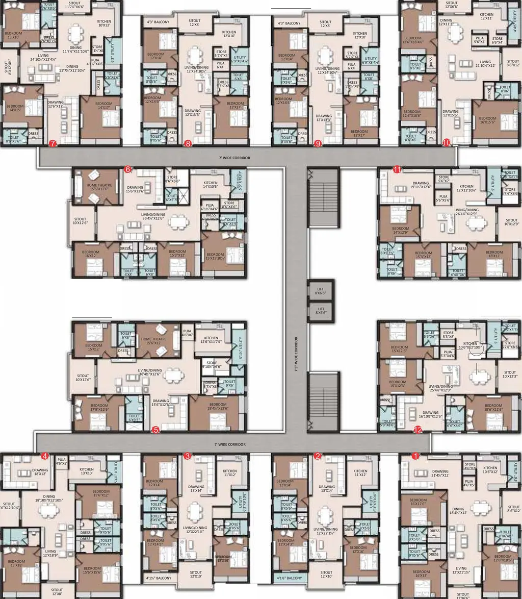 Floor Plan of Om Sree Grand in Kowkoor, Hyderabad - Image 172451