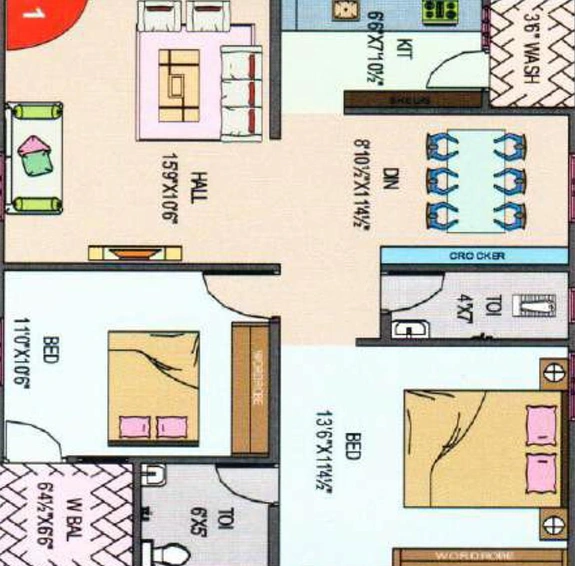 2 BHK Flat in Parijatha Pride in Shamirpet, Hyderabad - Image 817161