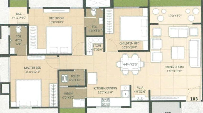 3 BHK Flat in Nimavi Eleganza Heights in Mota Varachha, Surat - Image 817985