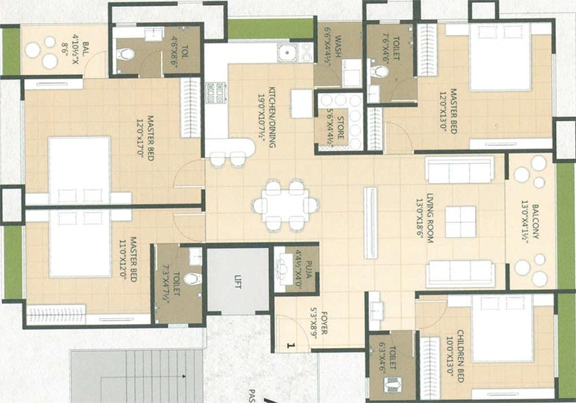 4 BHK Flat in Nimavi Eleganza Heights in Mota Varachha, Surat - Image 817986