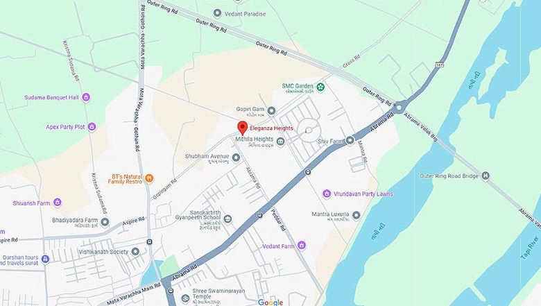 Location of Nimavi Eleganza Heights in Mota Varachha, Surat - Image 174401