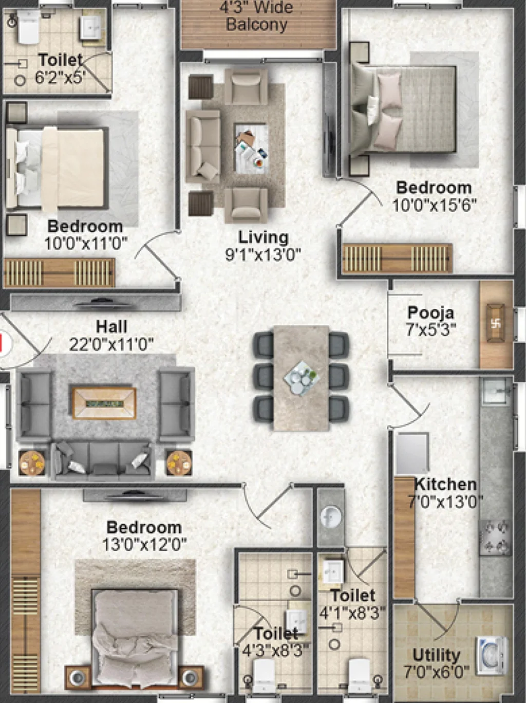 3 BHK Flat in Greater Infra Honesty in Ameenpur, Hyderabad - Image 817270
