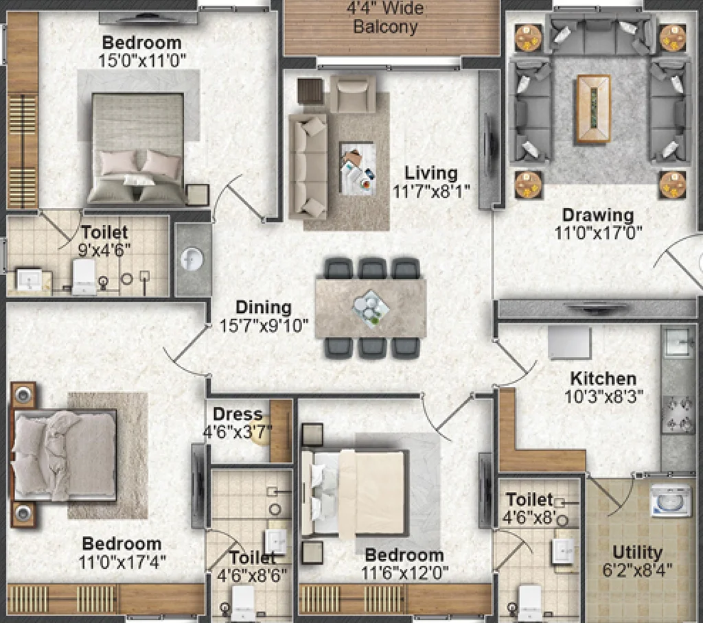 3 BHK Flat in Greater Infra Honesty in Ameenpur, Hyderabad - Image 817273