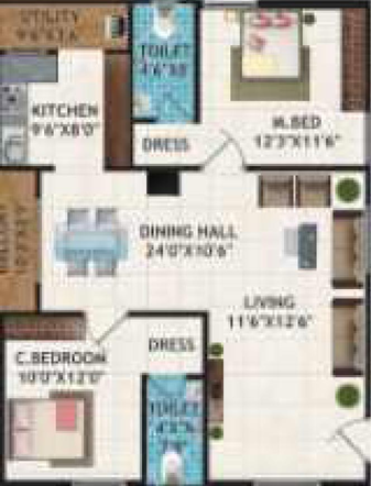 2 BHK Flat in Lohita Residency in Bachupally, Hyderabad - Image 817398