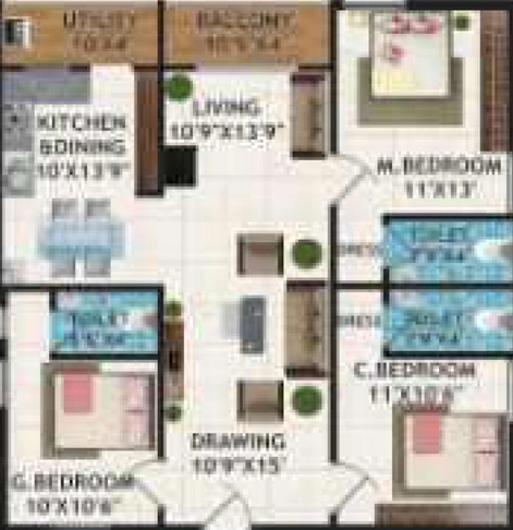 3 BHK Flat in Lohita Residency in Bachupally, Hyderabad - Image 817399