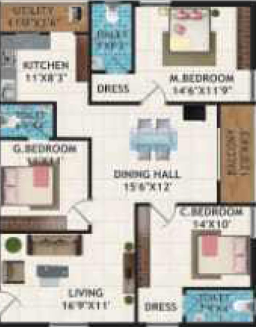 3 BHK Flat in Lohita Residency in Bachupally, Hyderabad - Image 817402