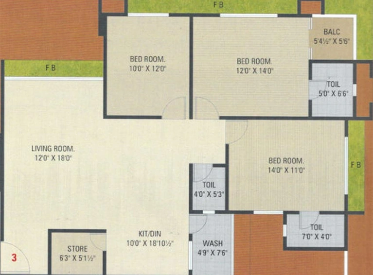 3 BHK Flat in Harihar Suryam Horizon in Pal, Surat - Image 819704