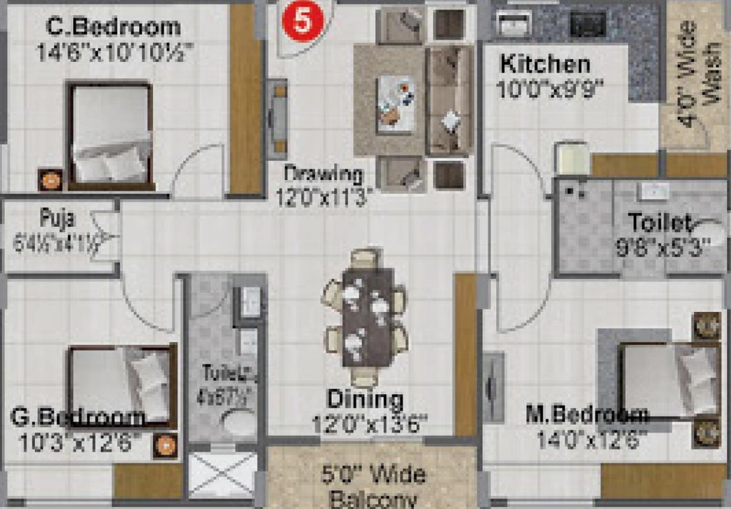 3 BHK Flat in Srusti Symphony in Kondapur, Hyderabad - Image 817371