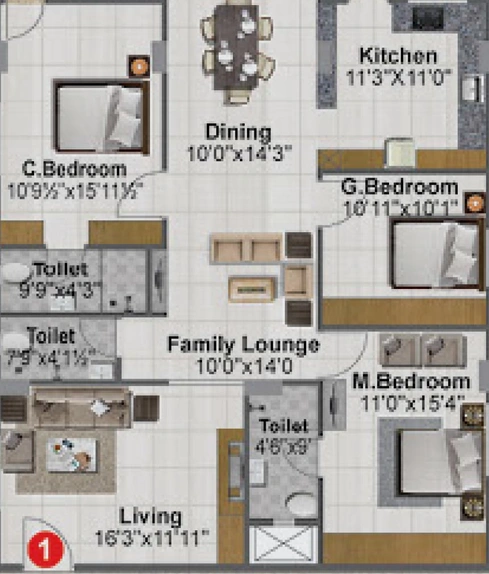 3 BHK Flat in Srusti Symphony in Kondapur, Hyderabad - Image 817373