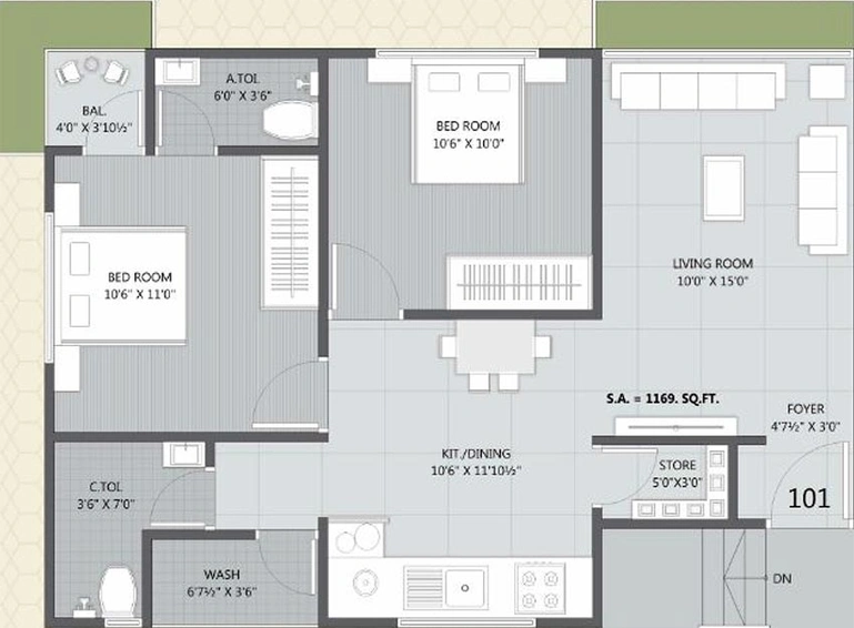 2 BHK Flat in Shiv Shrungal Homes in Althan, Surat - Image 819488