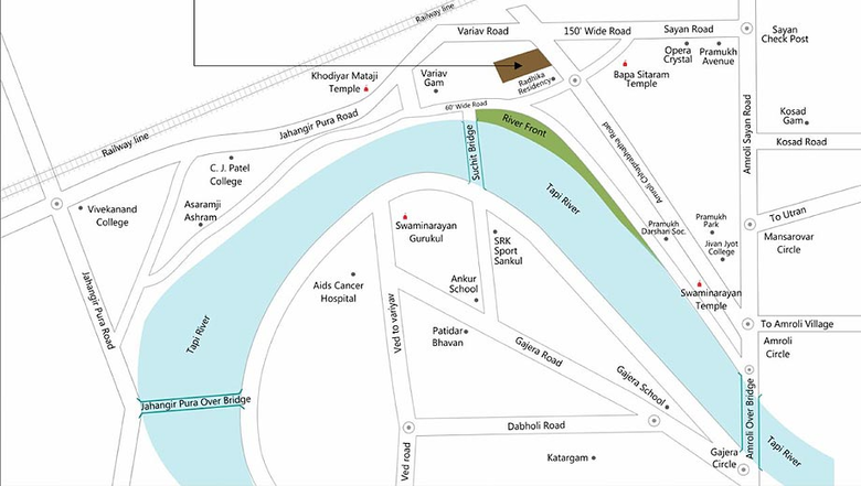 Location of Shiv Shrungal Homes in Althan, Surat - Image 179199