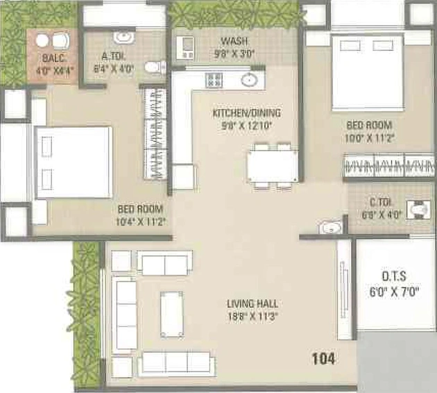 2 BHK Flat in Yogi Heights in Chikuwadi, Surat - Image 820206