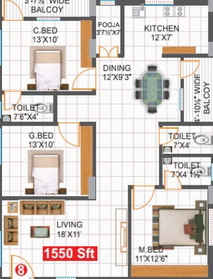 3 BHK Flat in Sree Jagadamba Ayaan Residency in Bachupally, Hyderabad - Image 817193