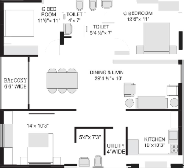 3 BHK Flat in TBC Rasagna North in Kompally, Hyderabad - Image 817386
