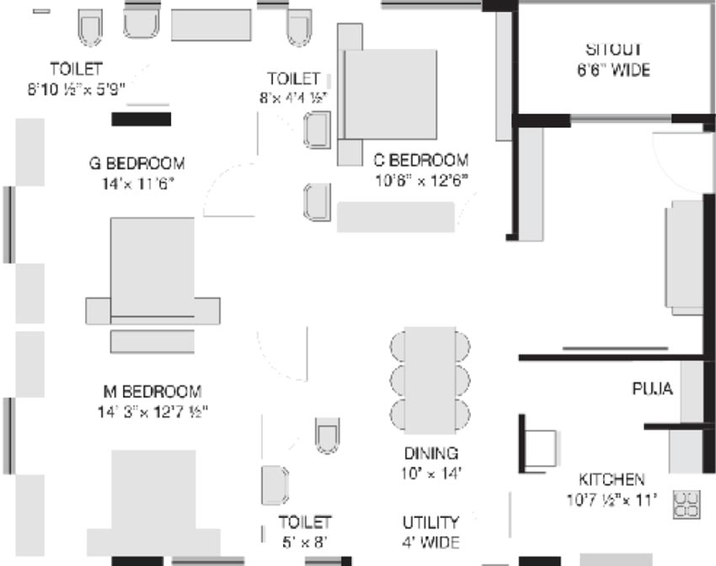 3 BHK Flat in TBC Rasagna North in Kompally, Hyderabad - Image 817387