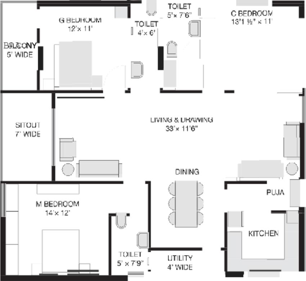 3 BHK Flat in TBC Rasagna North in Kompally, Hyderabad - Image 817388
