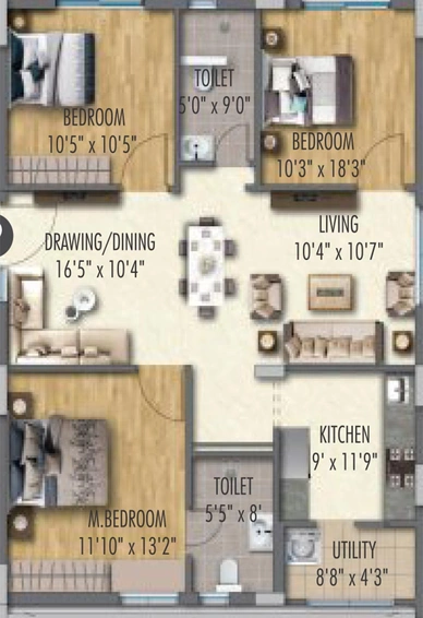 3 BHK Flat in Vermont Welkkin Heights in Begumpet, Hyderabad - Image 817392