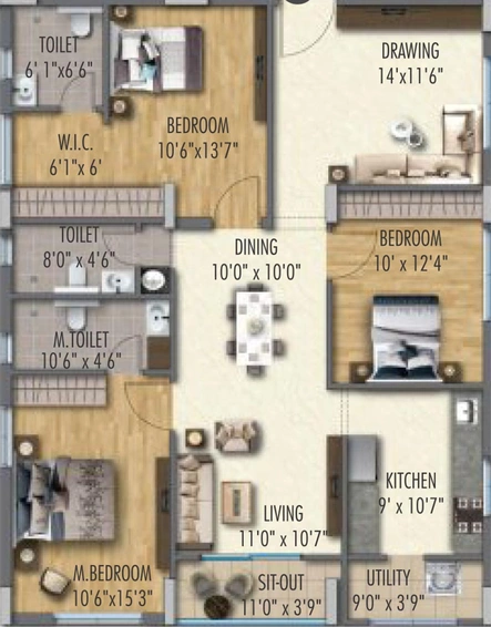 3 BHK Flat in Vermont Welkkin Heights in Begumpet, Hyderabad - Image 817393