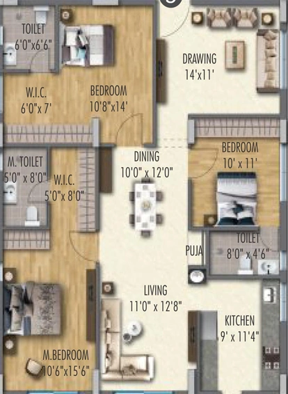 3 BHK Flat in Vermont Welkkin Heights in Begumpet, Hyderabad - Image 817394