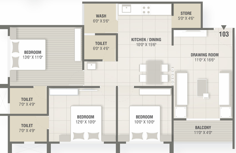 3 BHK Flat in Siddhi Swapnil Heights in Dahegam, Gandhinagar - Image 676150