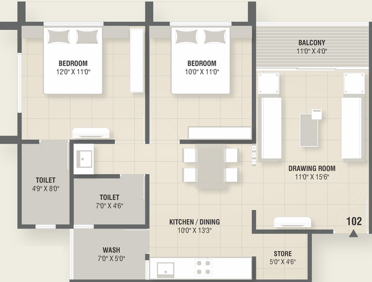 2 BHK Flat in Siddhi Swapnil Heights in Dahegam, Gandhinagar - Image 676149