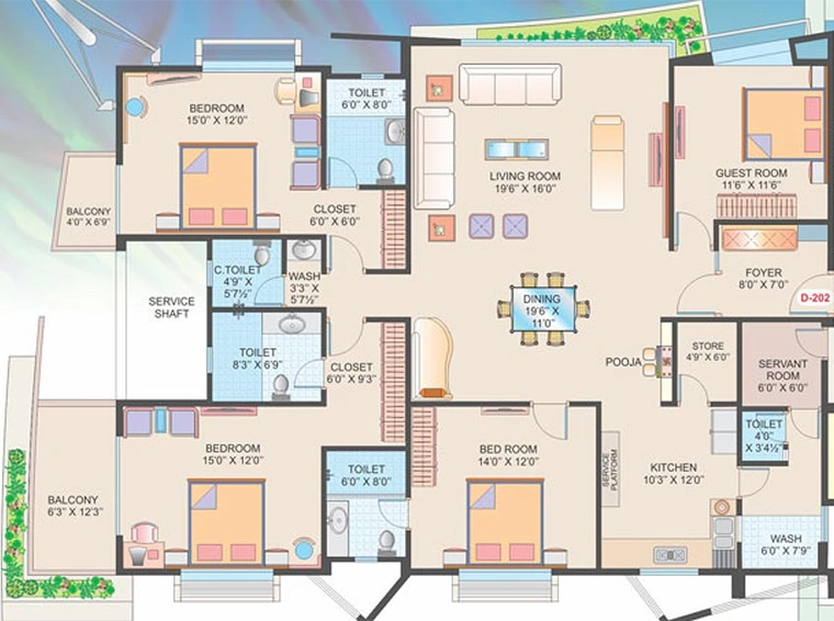 4 BHK Flat in Rameshwaram Palace in Vesu, Surat - Image 818816