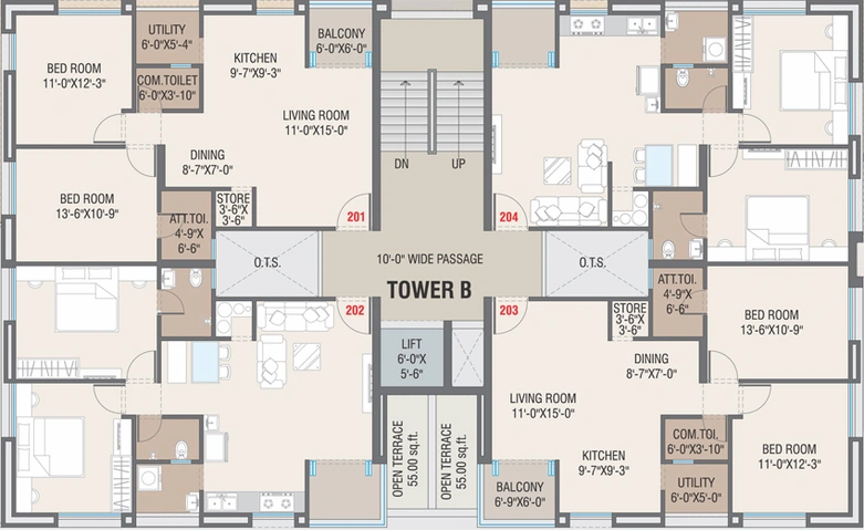 Floor Plan of Fortune Aroma in Bhayli Road, Vadodara - Image 97359