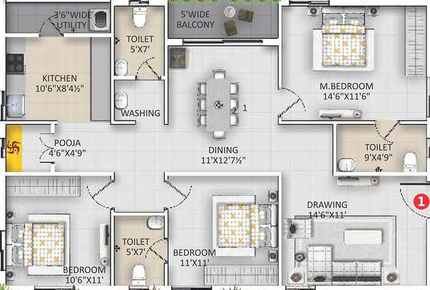3 BHK Flat in Saiarc Surya Elite in Bachupally, Hyderabad - Image 817173
