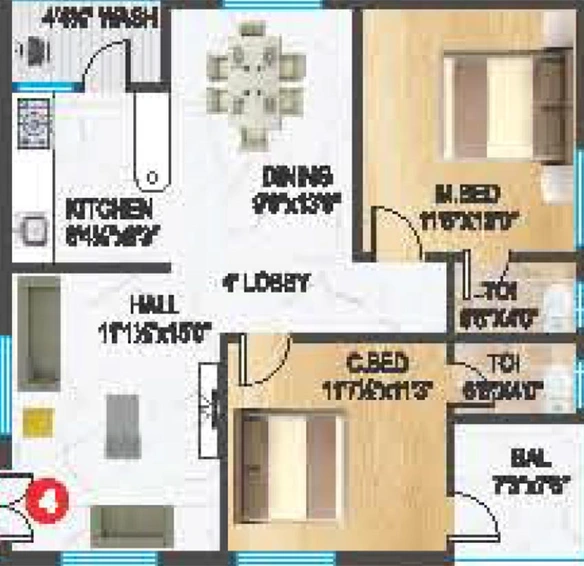 2 BHK Flat in Teja Prasiddh Nivas in Kondapur, Hyderabad - Image 817168